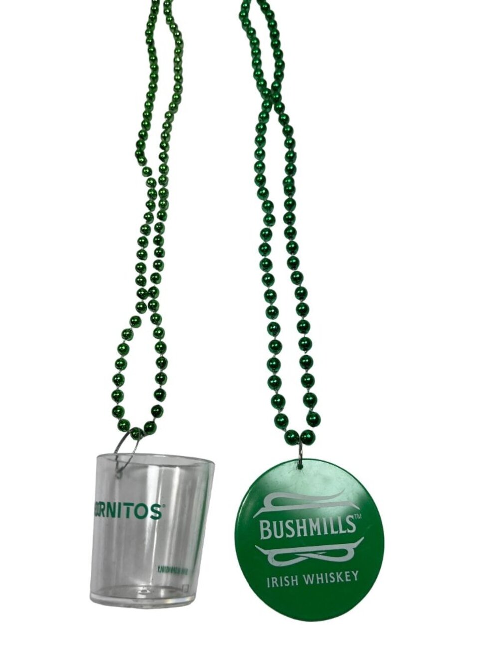 Set of 2 Hornitos Necklace Green Mardi Gras Beads Necklace St Patrick's Day 3e
